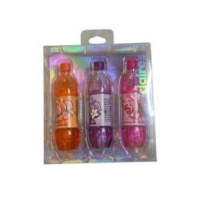 Claire's Soda Lip Balm Set 3 Pack Peach Vanilla Strawberry Cream Novelty Bottles